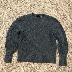 Repeat Alpaca Wool Blue Crew Neck Balloon Long Sleeve Sweater Size Small